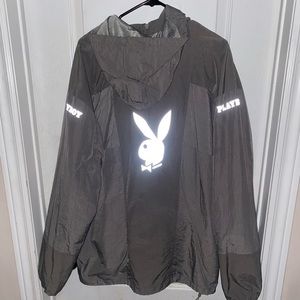 Playboy rain jacket with reflective material